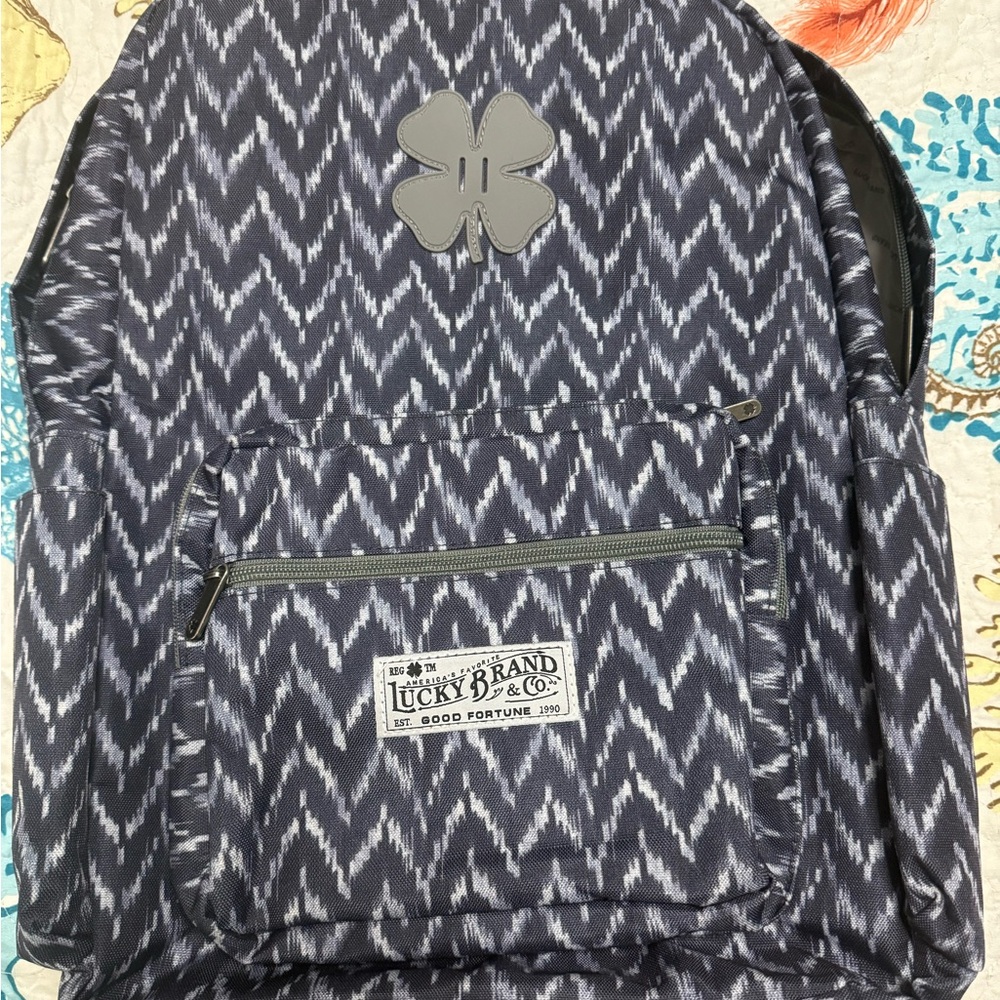Lucky Brand Black and Gray Patterned Backpack